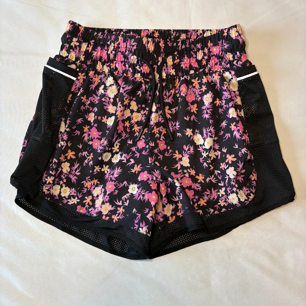 In Good State Running Short Black‎ With Floral Print Size Medium
